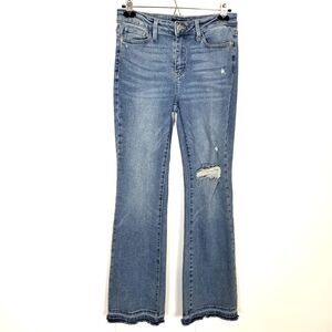 Judy Blue Mid-Rise Destroy & Release Hem Bootcut Jeans Women Sz 26 Distressed